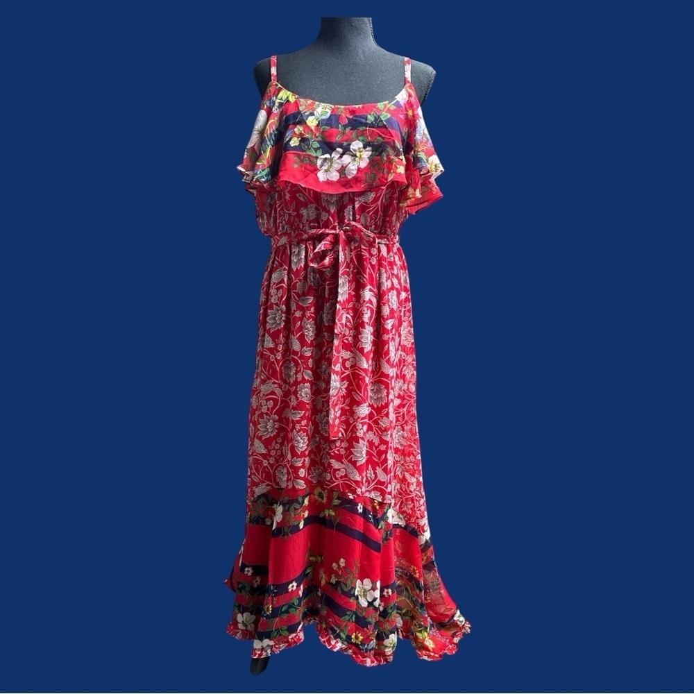 Anthropogie One September Zuri Red Maxi Dress Size Large